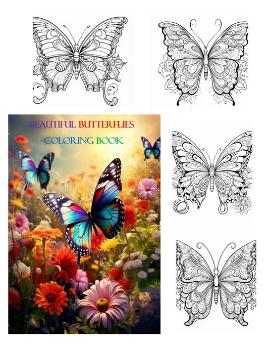 BEAUTIFUL BUTTERFLIES COLORING BOOK