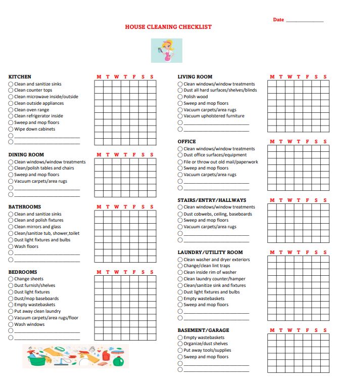 Editable Cleaning Schedule Printable Cleaning Checklist -  Norway