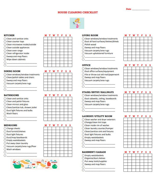 HOUSE CLEANING LIST