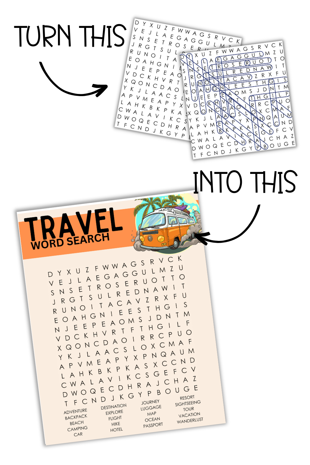 Simply Love PLR Travel Word Search Template