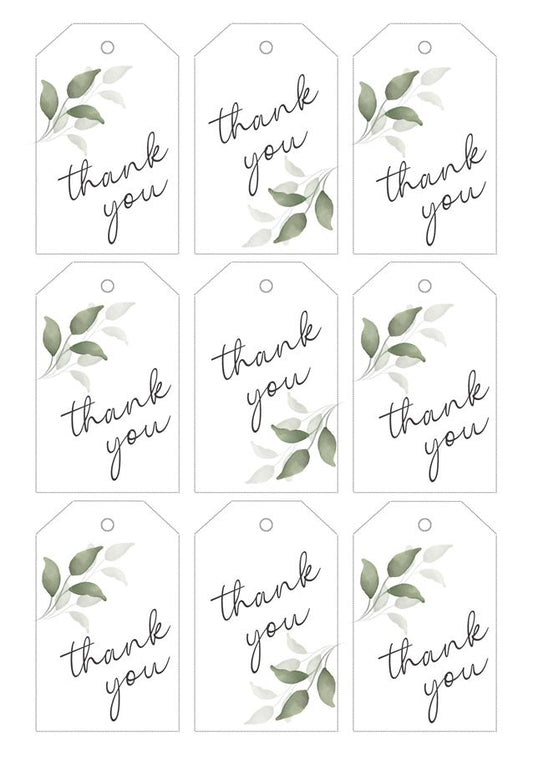 THANK YOU TAGS - GREEN WATERCOLOR WEDDING