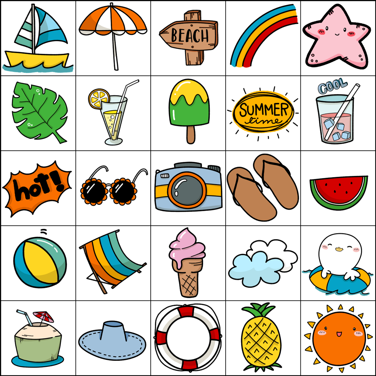 Simply Love PLR Summer Bingo Template Set 5 X 5