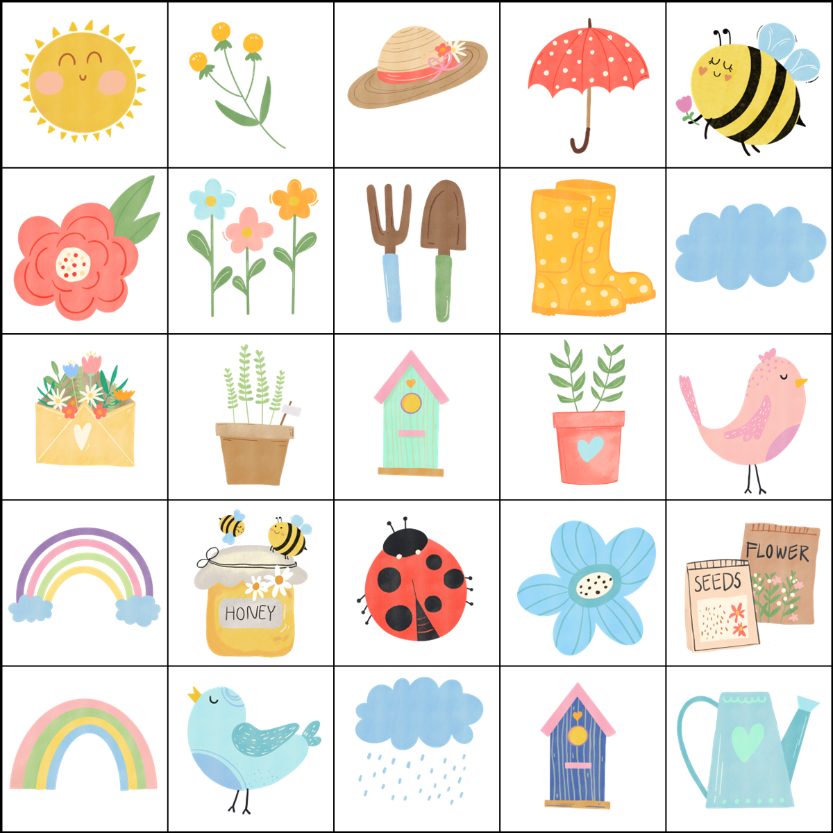 Simply Love PLR Spring Bingo Template Set 5 X 5