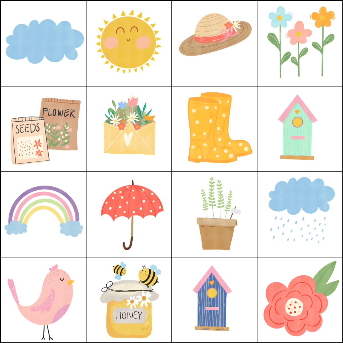 Simply Love PLR Spring Bingo Template Set 4 X 4