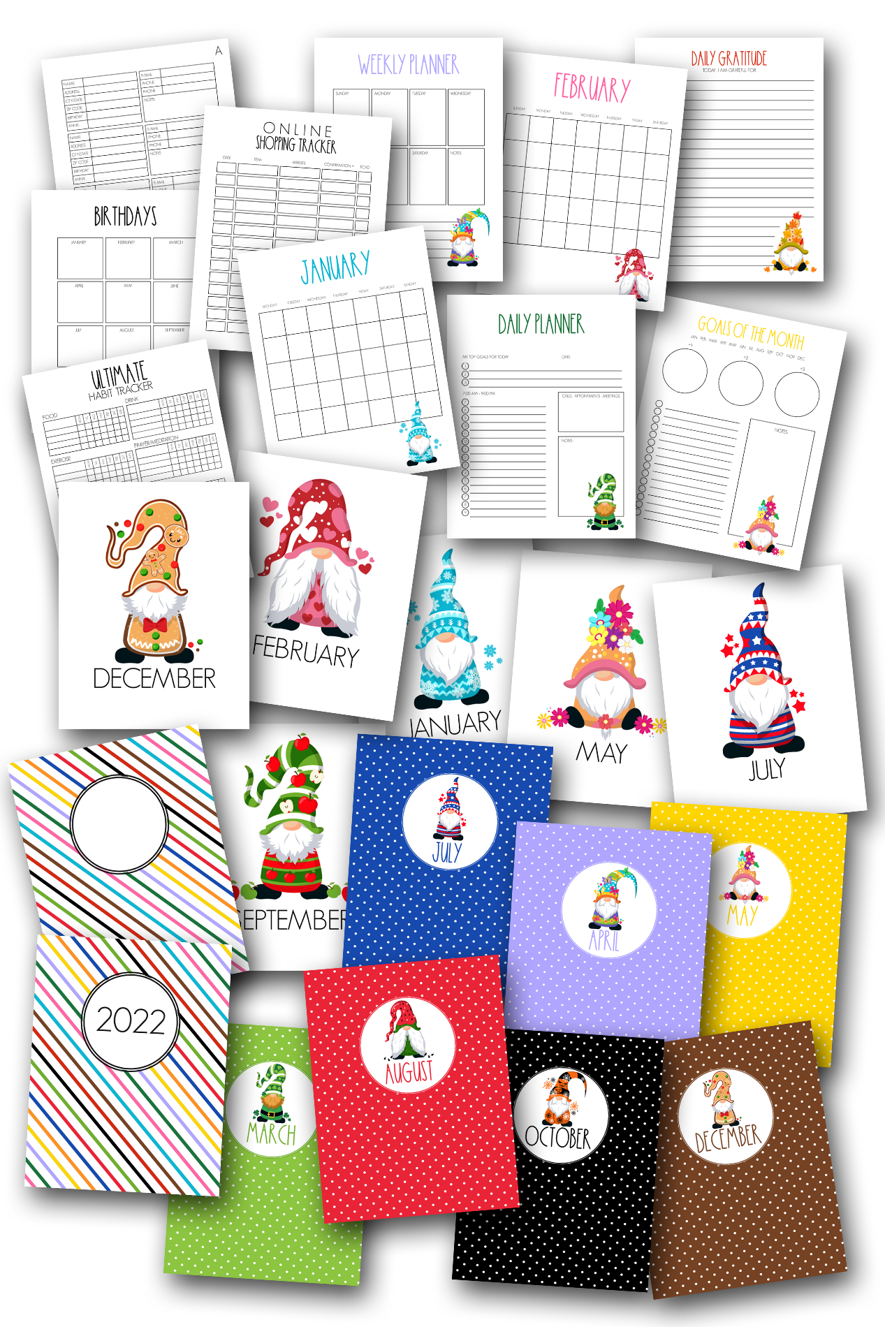 YEAR OF THE GNOME COLORING PLANNER 182-Pages – Simply Love PLR