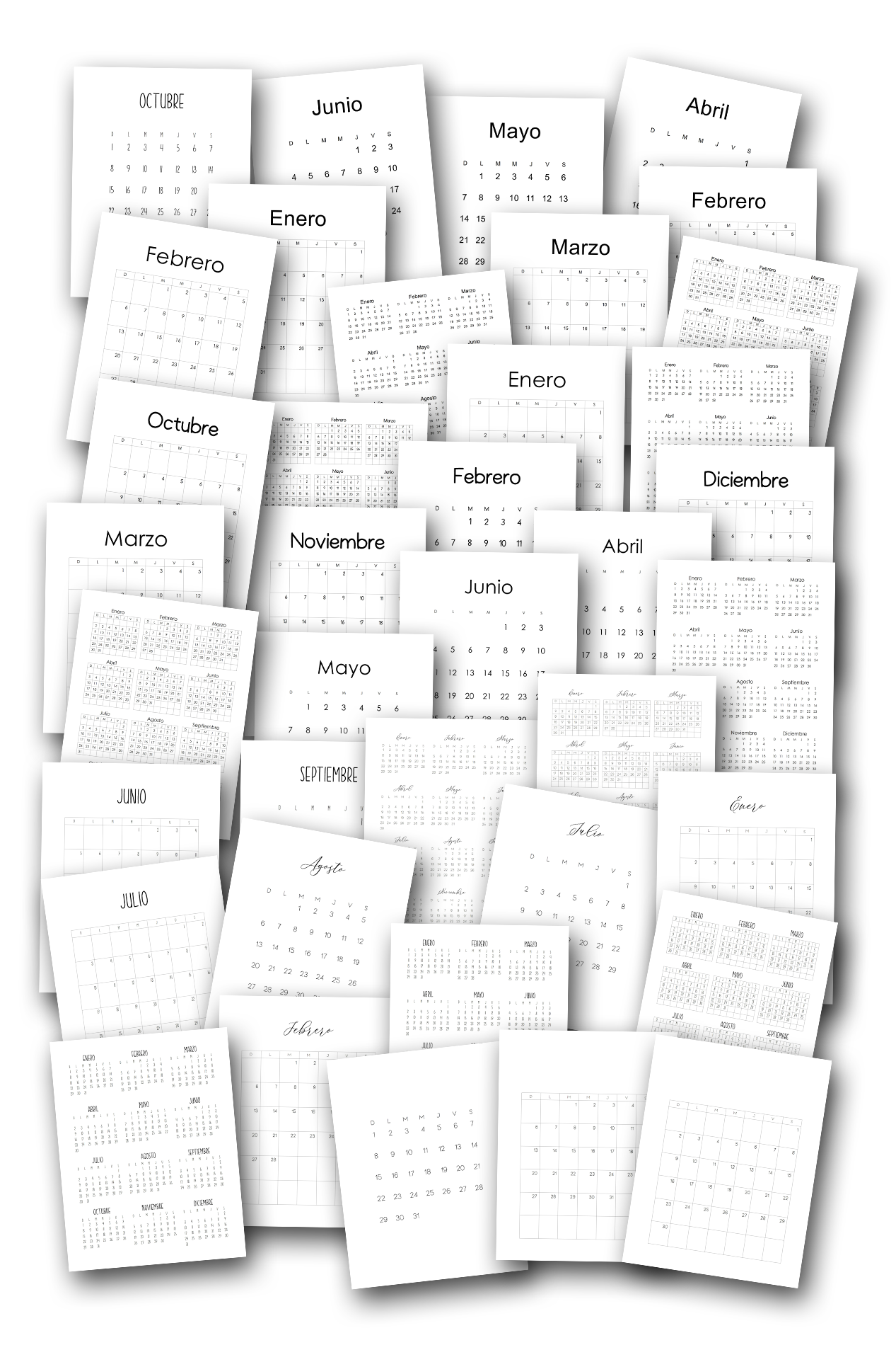 EDITABLE Calendar 2022-2023 Templates in Spanish and English RETRO