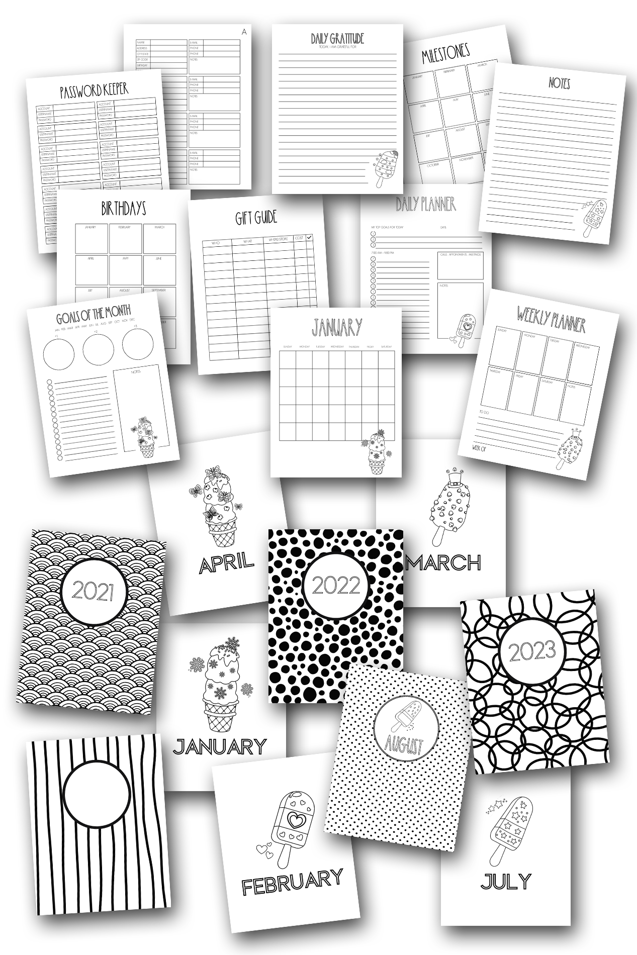 Printable Coloring Planner Pages