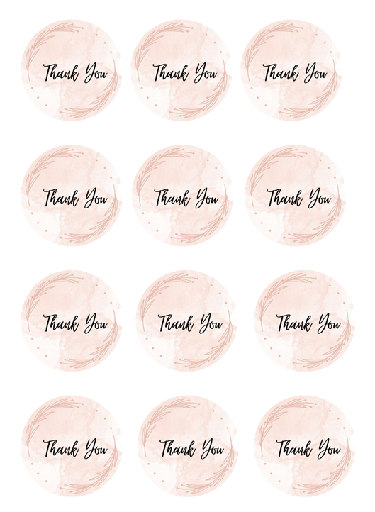 THANK YOU LABELS - BEIGE CIRCLES