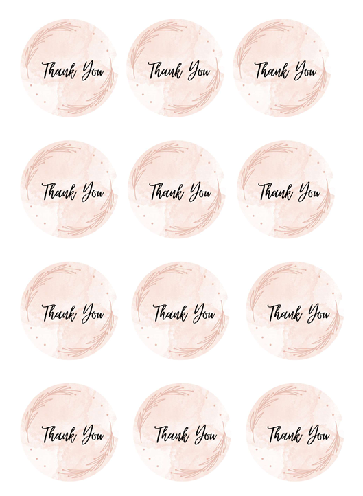 THANK YOU LABELS - BEIGE ROUND