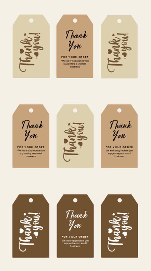 THANK YOU TAGS - BEIGE AND BROWN