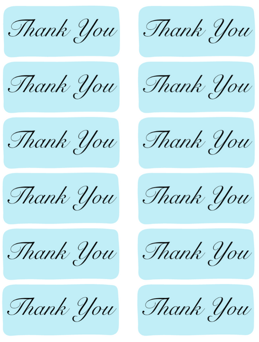 THANK YOU LABELS - BLUE RECTANGLES