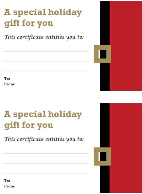 HOLIDAY GIFT CERTIFICATES