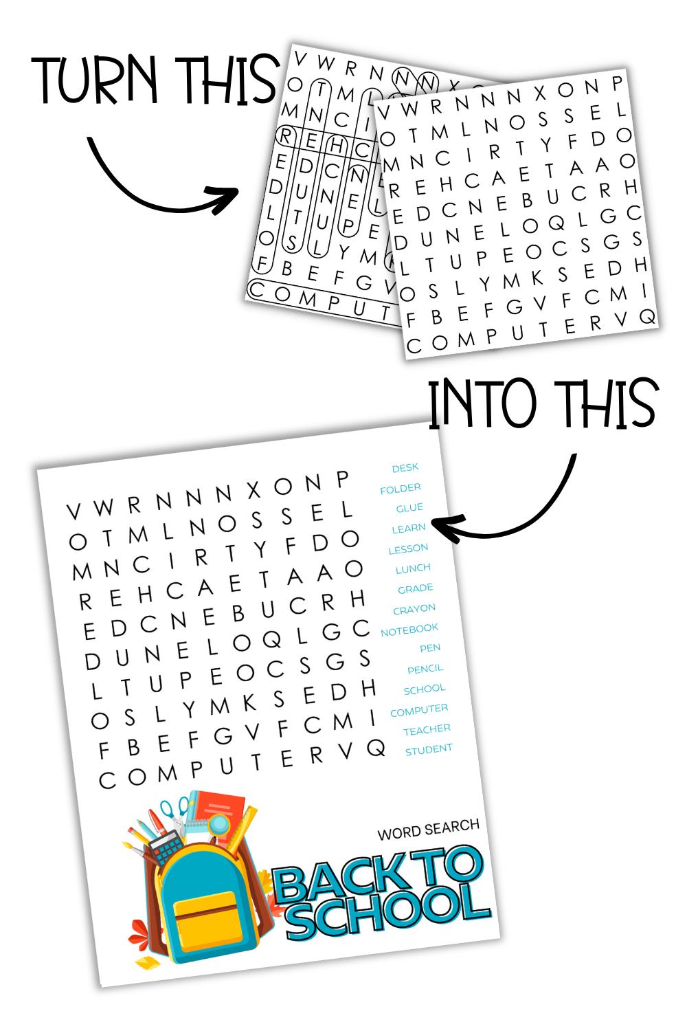 Back to School Word Search Templates