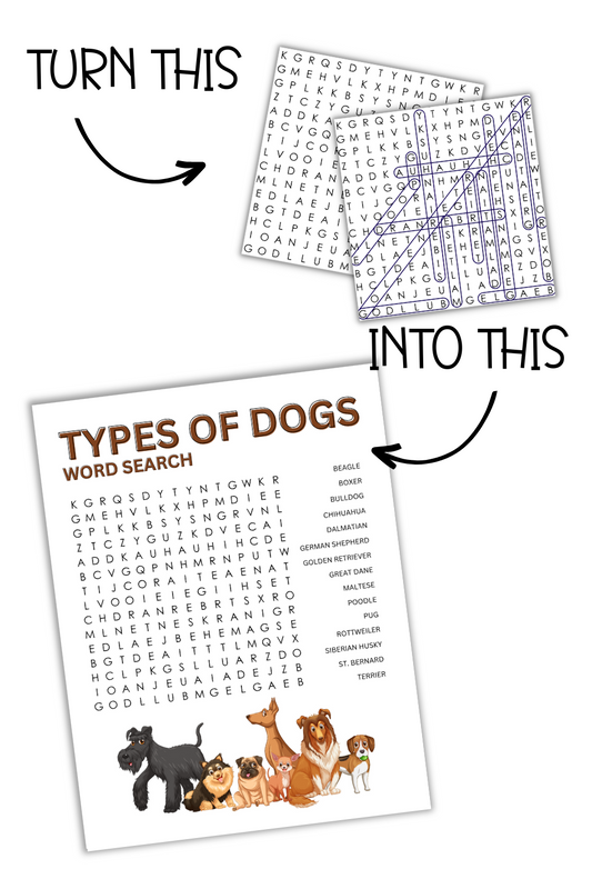Simply Love PLR Types of Dogs Word Search Templates