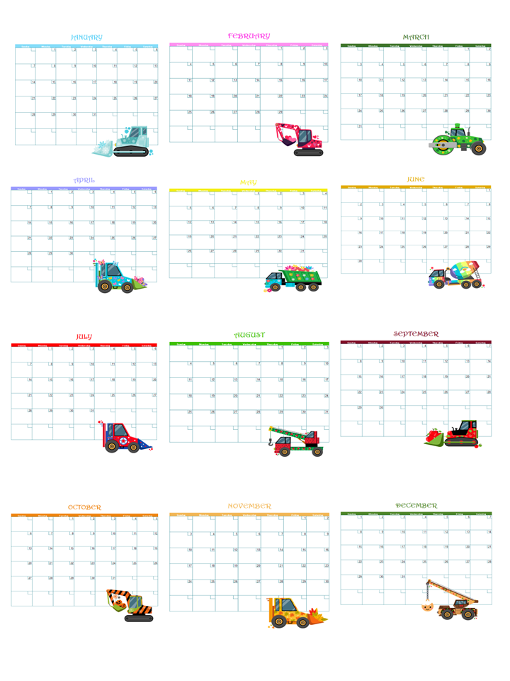 2024 YEAR OF THE TRUCK MONTHLY CALENDAR