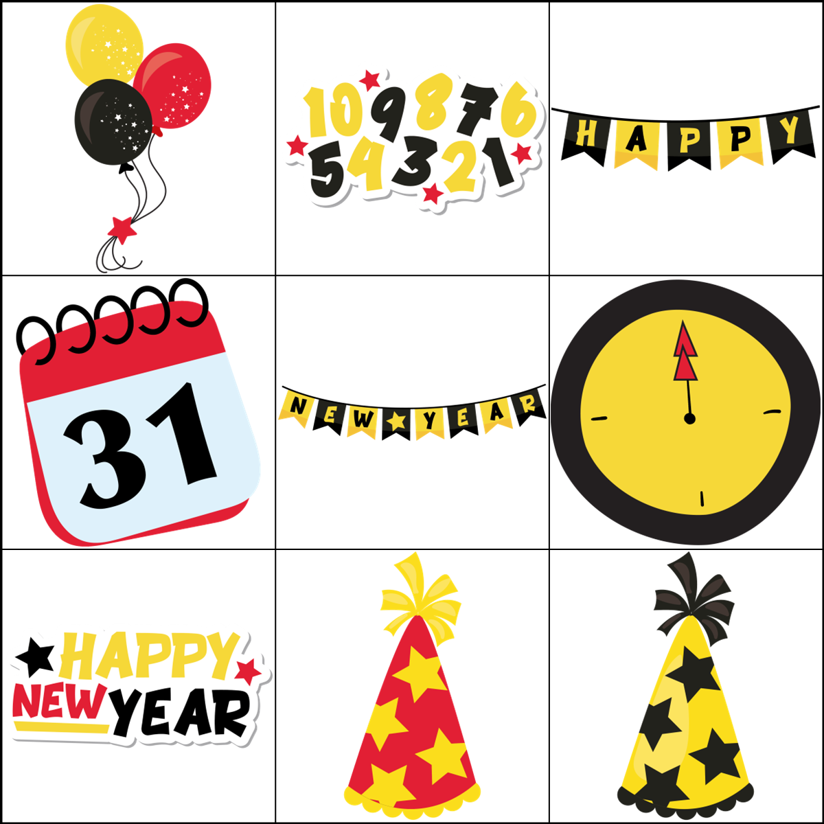 Simply Love PLR New Year's Eve Bingo Template Set 3 x 3
