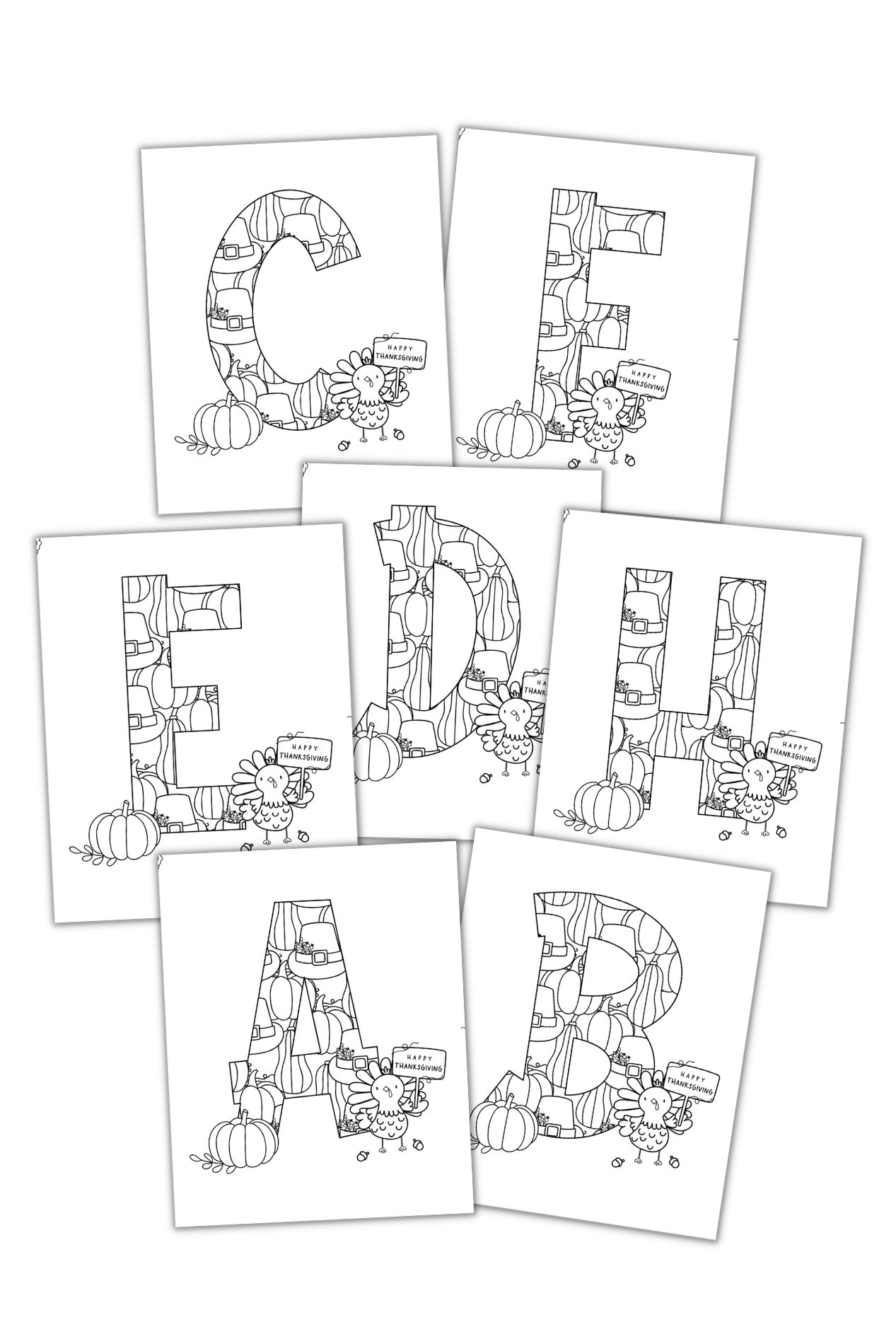 Happy Thanksgiving Monogram Coloring Pages