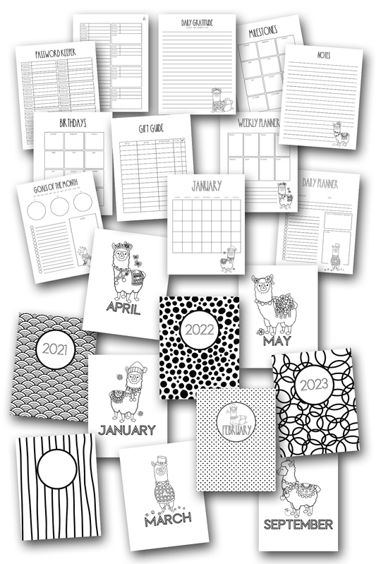 Year of the Llama Coloring Home Organization Planner Journal